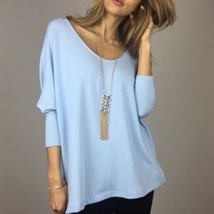 Soft Blue Dolman Sleeve Top